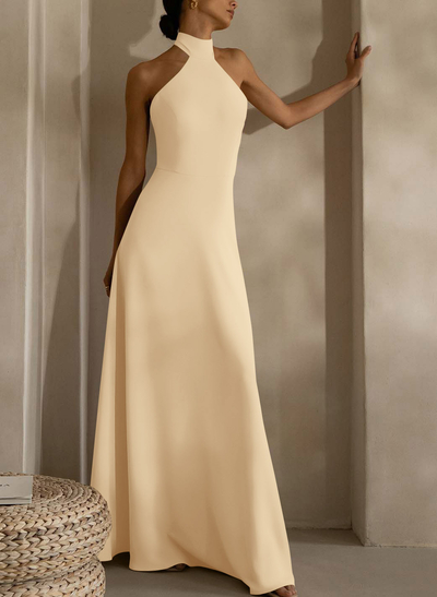 Halter Open Back A-Line Bridesmaid Dresses