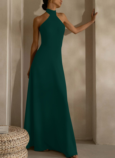 Halter Open Back A-Line Bridesmaid Dresses
