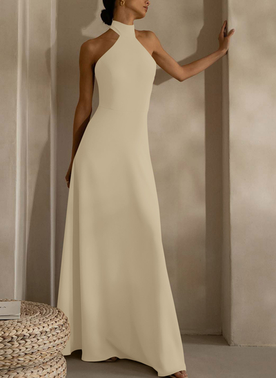Halter Open Back A-Line Bridesmaid Dresses