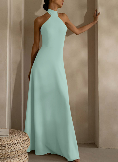 Halter Open Back A-Line Bridesmaid Dresses