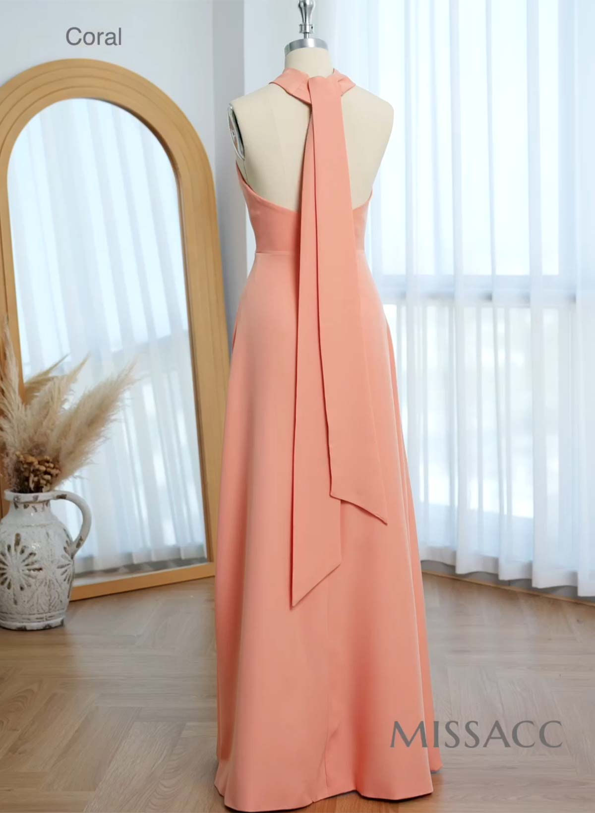 Halter Open Back A-Line Bridesmaid Dresses