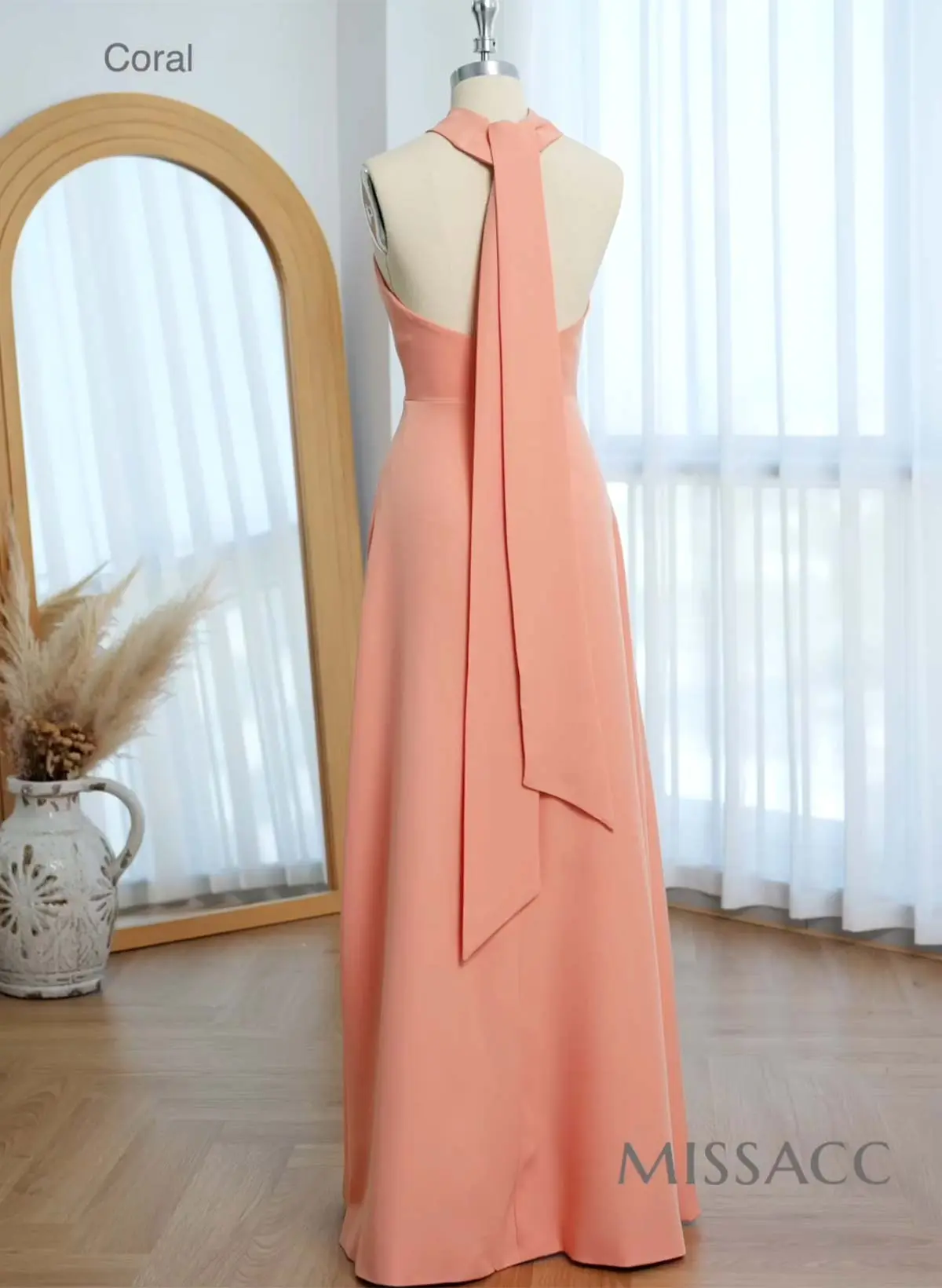 Halter Open Back A-Line Bridesmaid Dresses