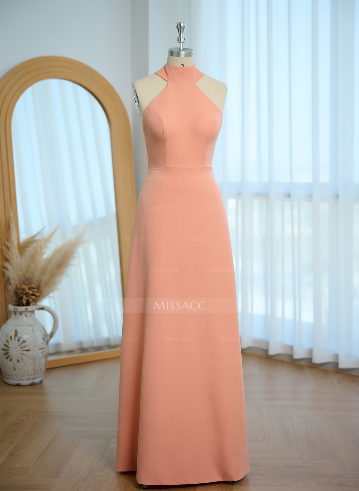 Halter Open Back A-Line Bridesmaid Dresses