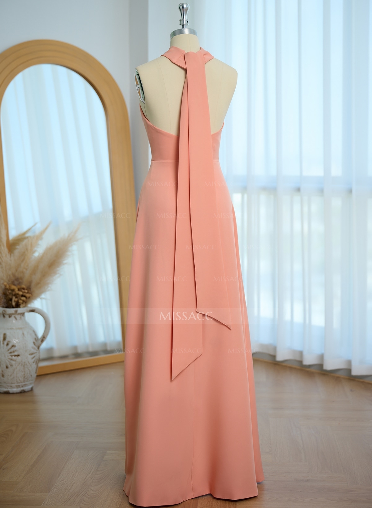 Halter Open Back A-Line Bridesmaid Dresses