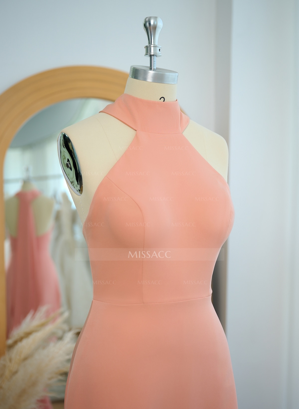 Halter Open Back A-Line Bridesmaid Dresses