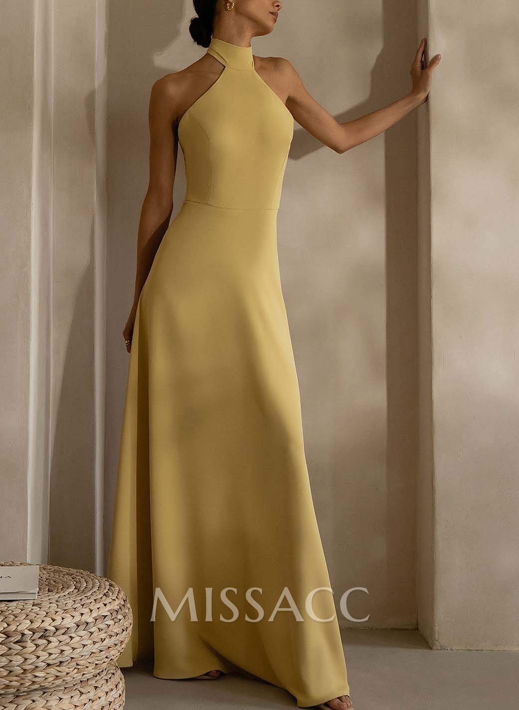 Halter Open Back A-Line Bridesmaid Dresses