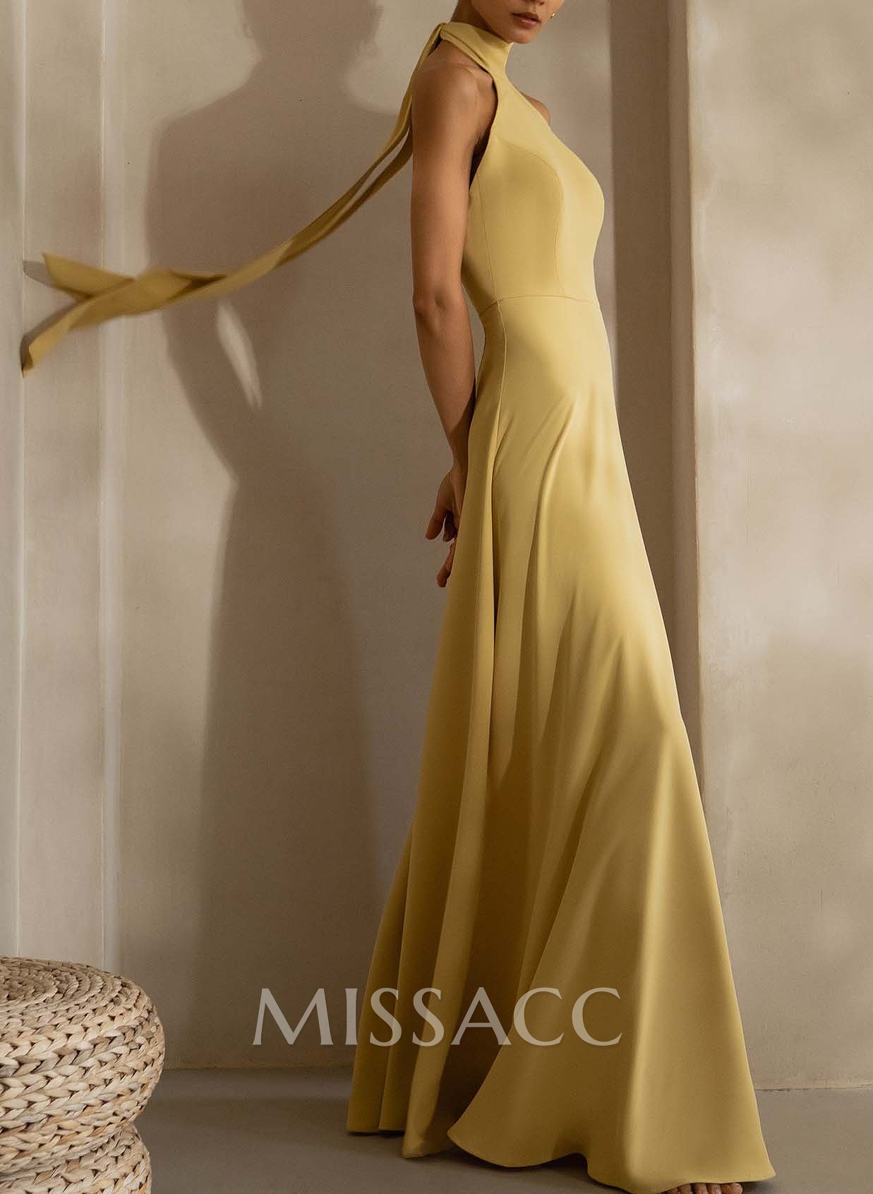 Halter Open Back A-Line Bridesmaid Dresses