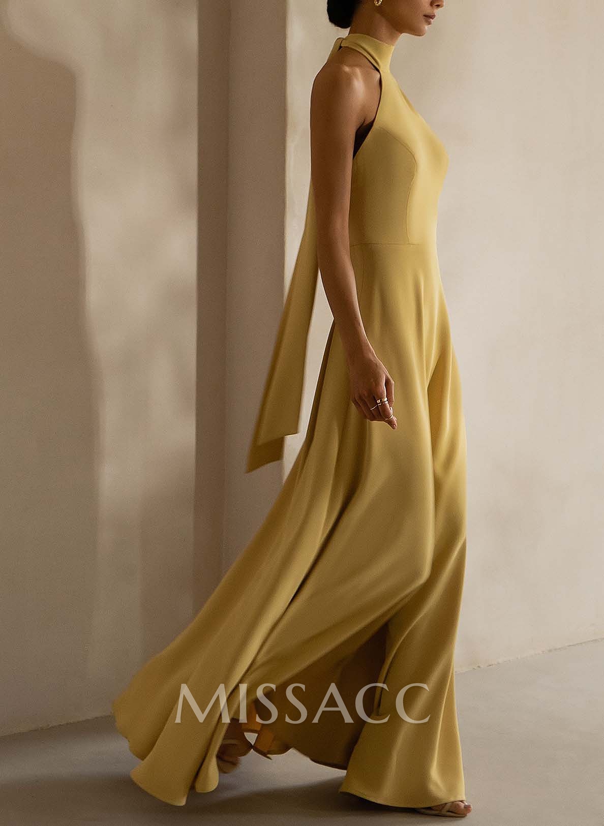 Halter Open Back A-Line Bridesmaid Dresses