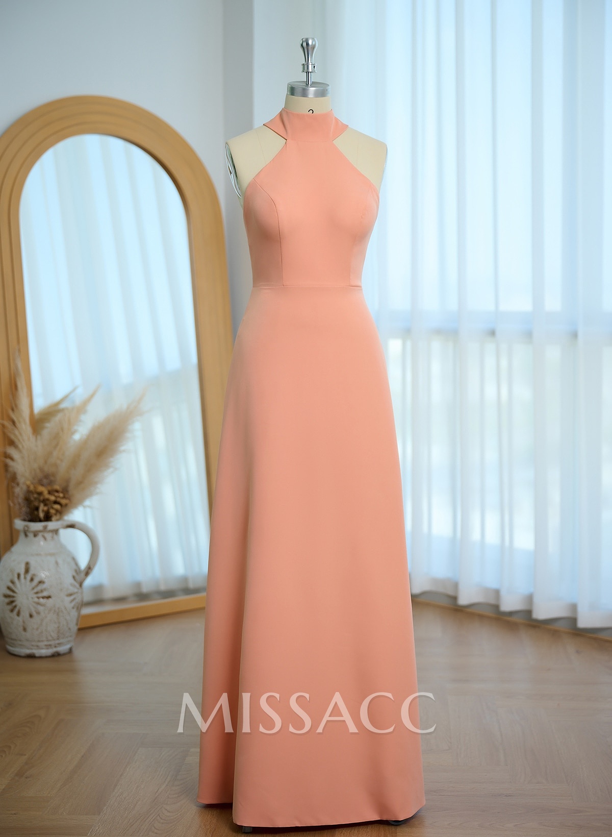 Halter Open Back A-Line Bridesmaid Dresses