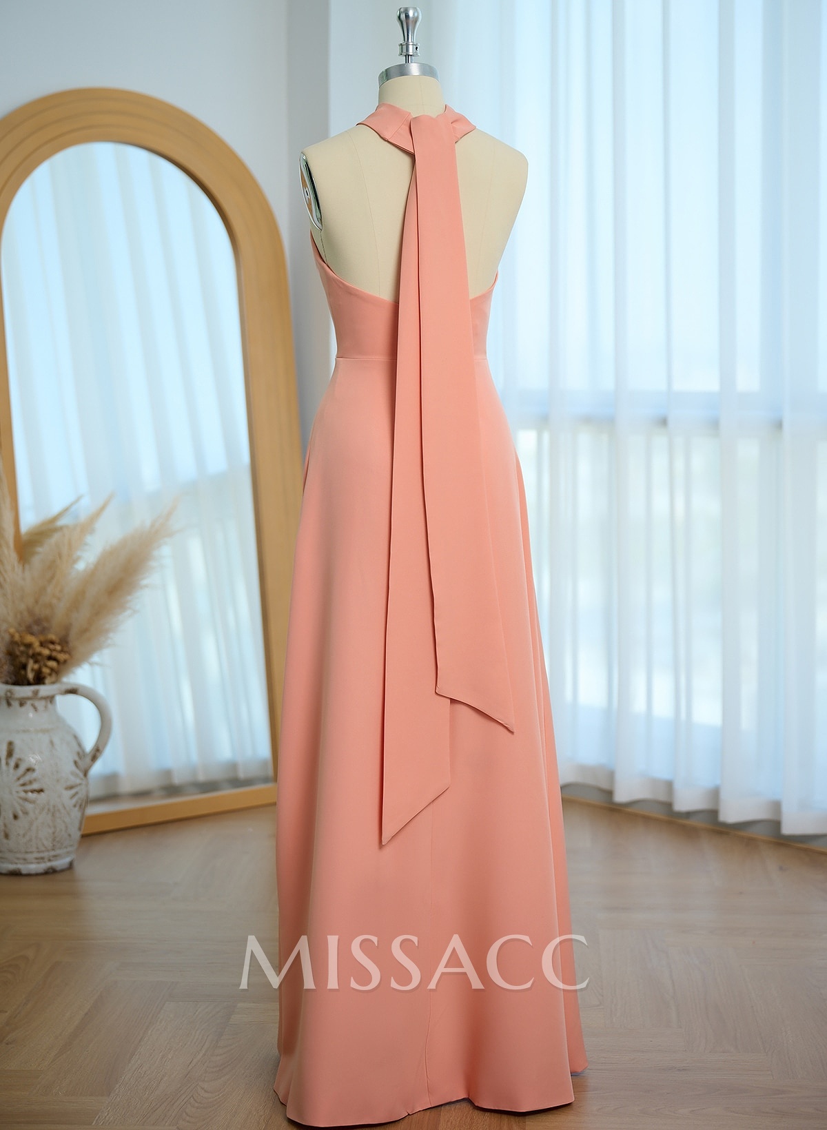 Halter Open Back A-Line Bridesmaid Dresses