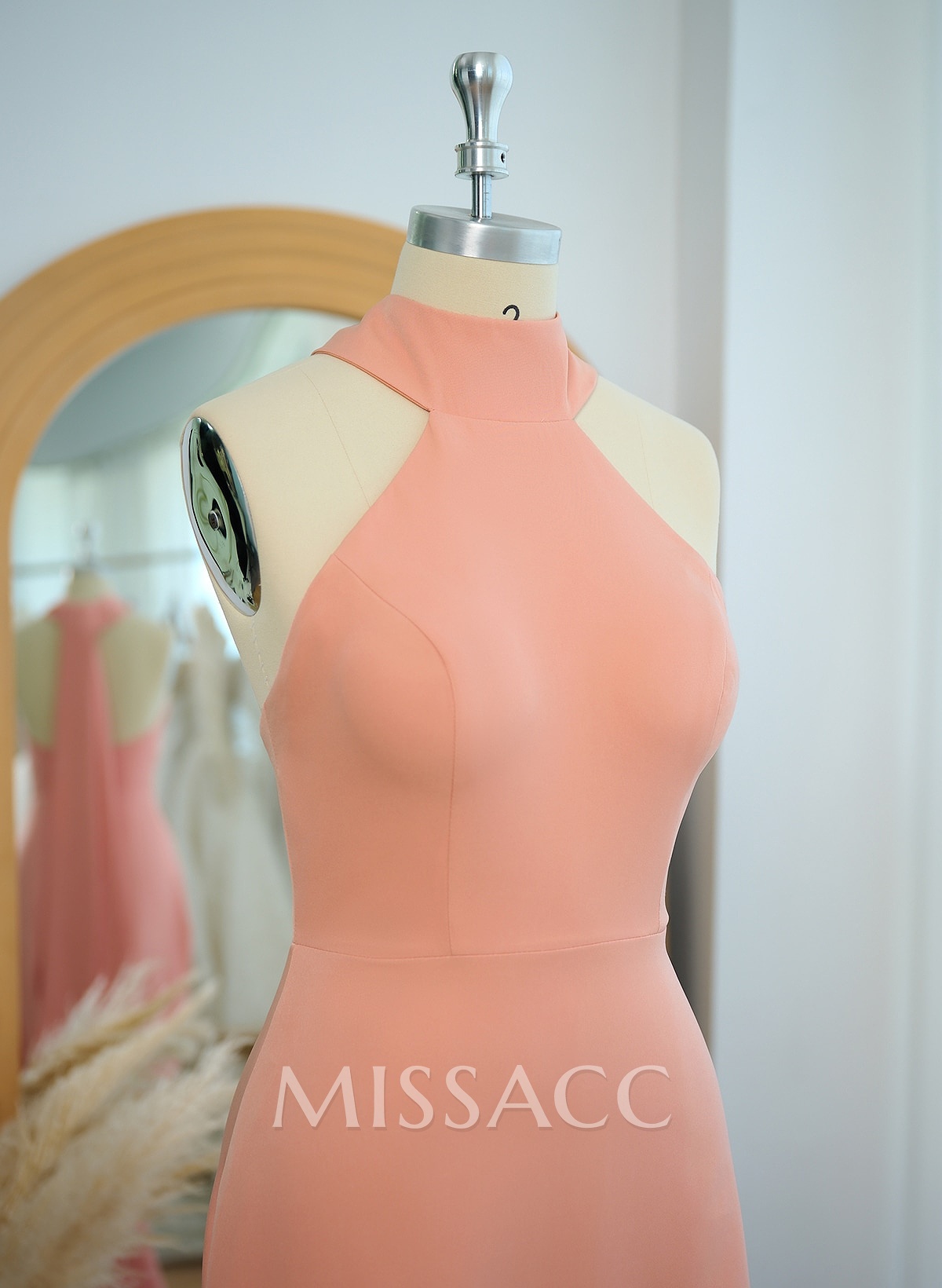 Halter Open Back A-Line Bridesmaid Dresses