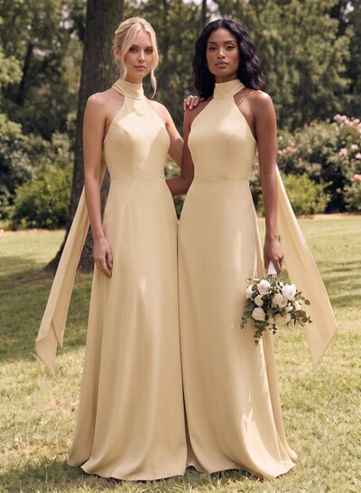 Halter Open Back A-Line Bridesmaid Dresses