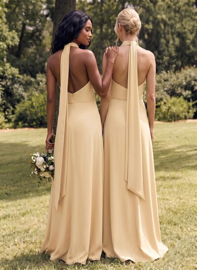 Halter Open Back A-Line Bridesmaid Dresses