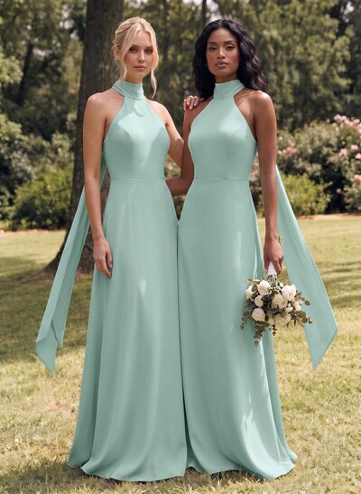 Halter Open Back A-Line Bridesmaid Dresses