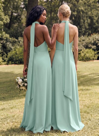 Halter Open Back A-Line Bridesmaid Dresses