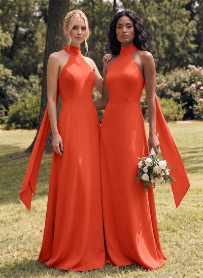 Halter Open Back A-Line Bridesmaid Dresses