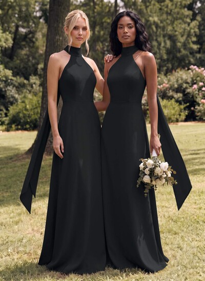 Halter Open Back A-Line Bridesmaid Dresses