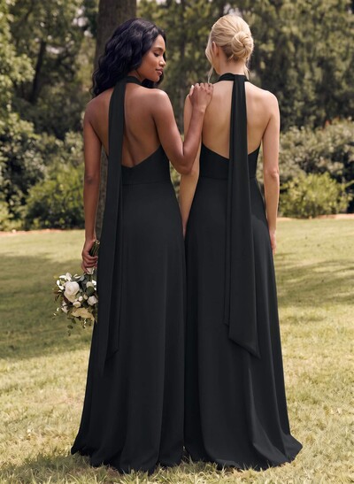 Halter Open Back A-Line Bridesmaid Dresses