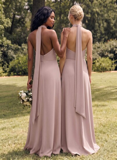 Halter Open Back A-Line Bridesmaid Dresses