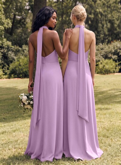 Halter Open Back A-Line Bridesmaid Dresses