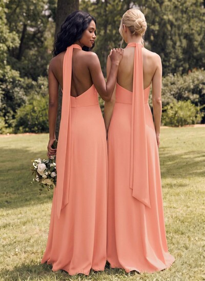 Halter Open Back A-Line Bridesmaid Dresses