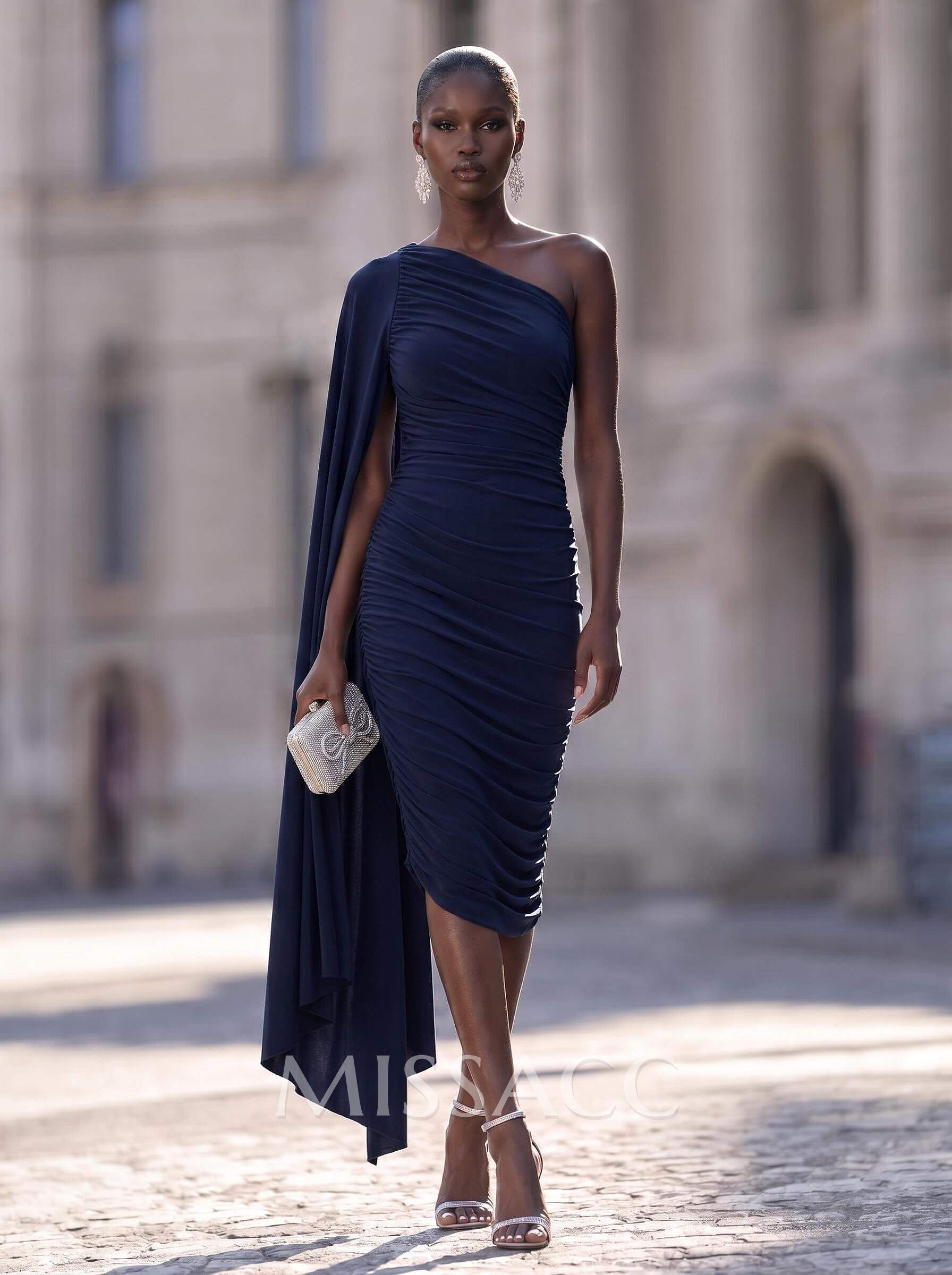 Sheath/Column One-Shoulder Asymmetrical Jersey Cocktail Dresses