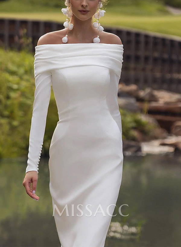 Sheath/Column Off-The-Shoulder Silk Like Satin Cocktail Dresses With Beading Sheath/Column Off-The-Shoulder Silk Like Satin Cocktail Dresses With Beading