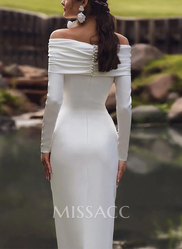 Sheath/Column Off-The-Shoulder Silk Like Satin Cocktail Dresses With Beading Sheath/Column Off-The-Shoulder Silk Like Satin Cocktail Dresses With Beading