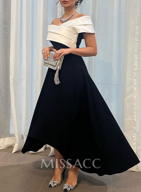 A-Line Off-The-Shoulder Sleeveless Elastic Satin Cocktail Dresses A-Line Off-The-Shoulder Sleeveless Elastic Satin Cocktail Dresses