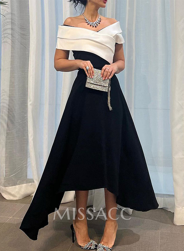 A-Line Off-The-Shoulder Sleeveless Elastic Satin Cocktail Dresses A-Line Off-The-Shoulder Sleeveless Elastic Satin Cocktail Dresses