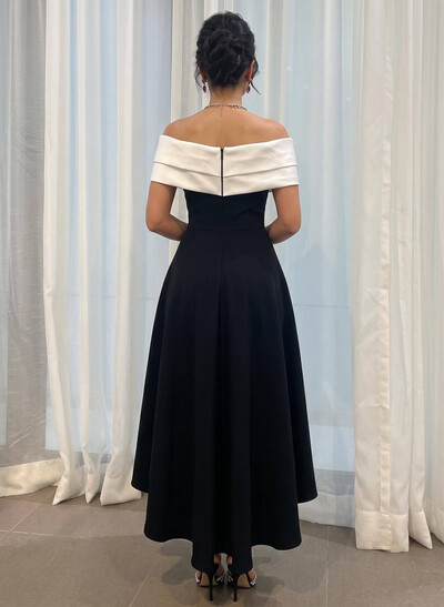A-Line Off-The-Shoulder Sleeveless Elastic Satin Cocktail Dresses