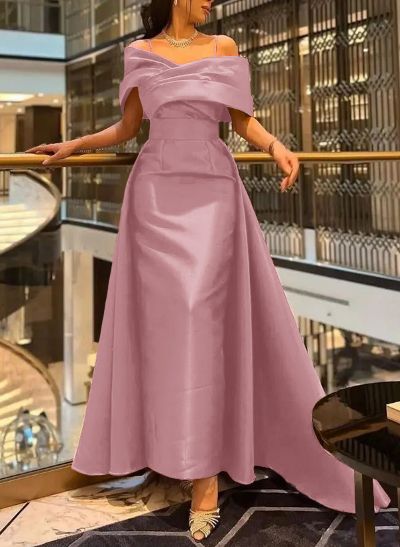 A-Line Off-The-Shoulder Satin Simple Evening Dresses