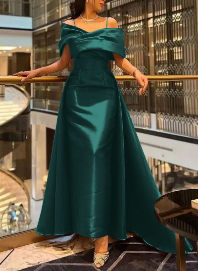 A-Line Off-The-Shoulder Satin Simple Evening Dresses