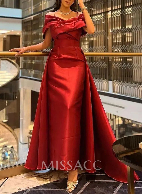 A-Line Off-The-Shoulder Satin Simple Evening Dresses A-Line Off-The-Shoulder Satin Simple Evening Dresses
