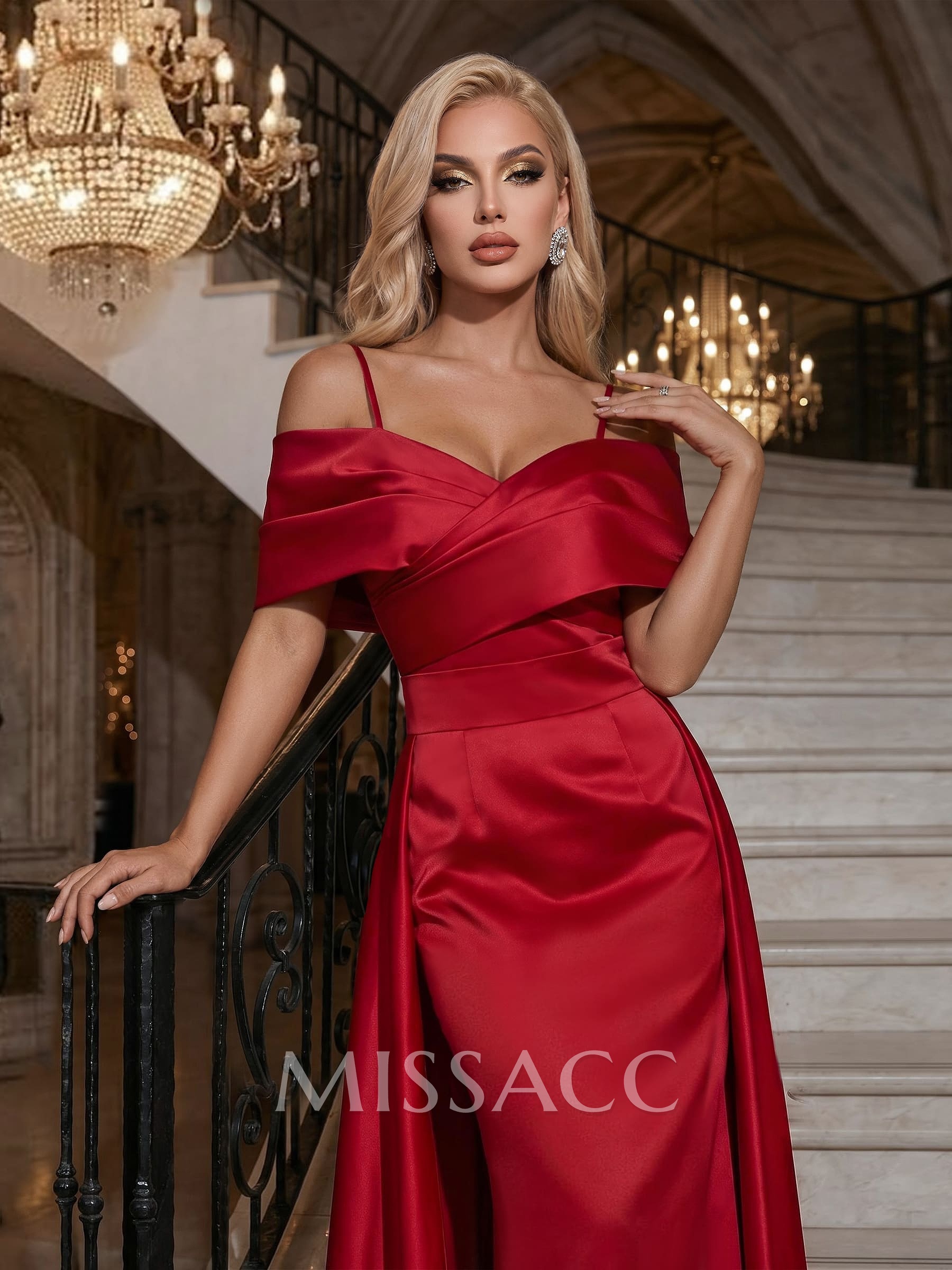A-Line Off-The-Shoulder Satin Simple Evening Dresses