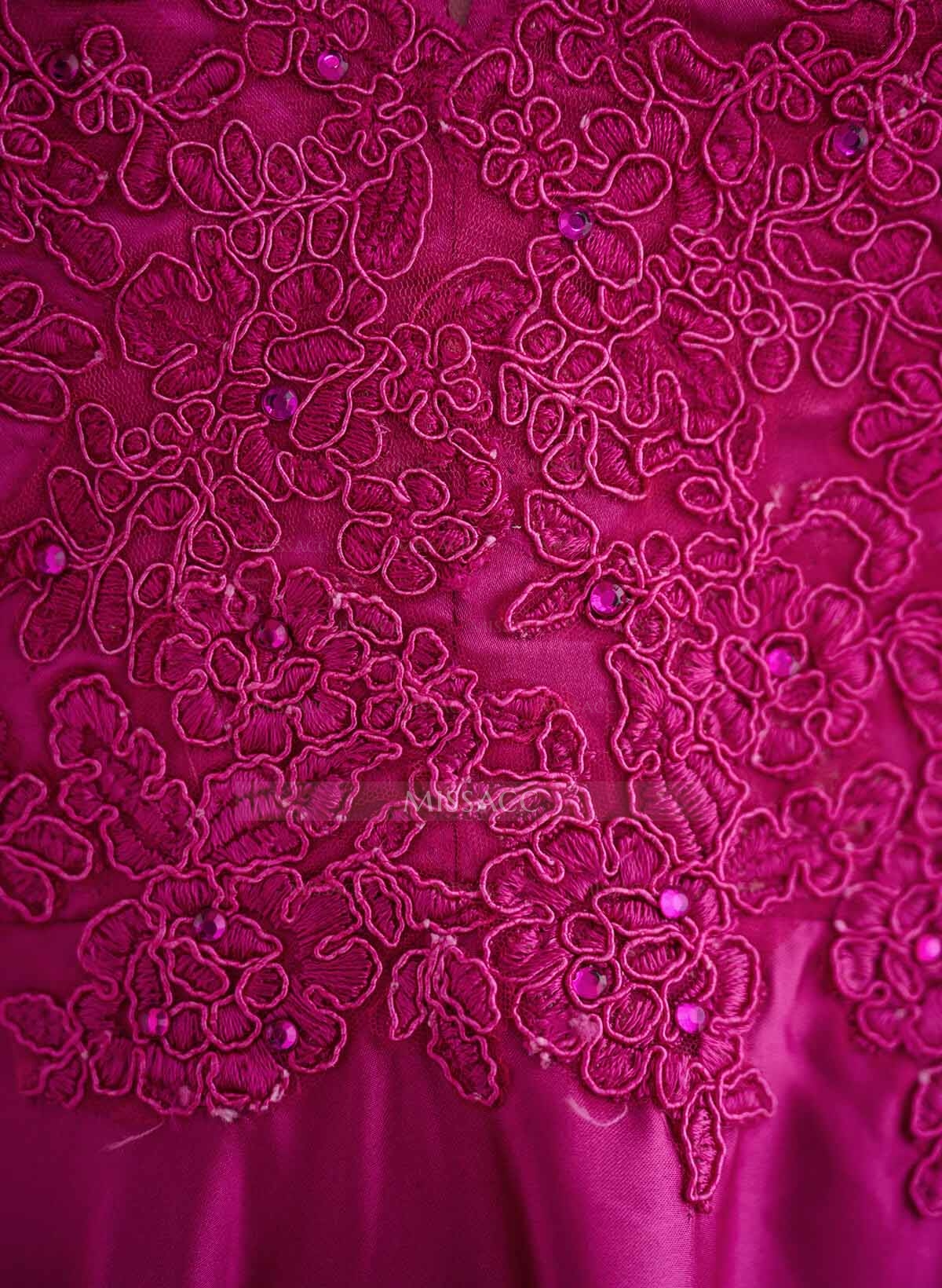 A-Line V-Neck Lace Evening Dresses With Split Front