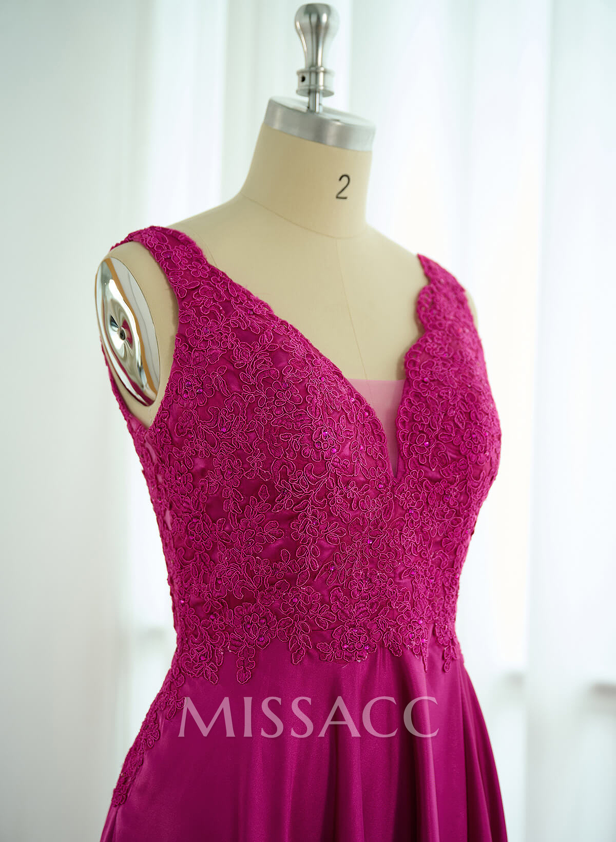 A-Line V-Neck Lace Evening Dresses With Split Front A-Line V-Neck Lace Evening Dresses With Split Front