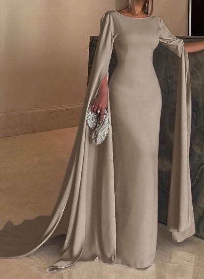 Simple Elegant Sheath/Column Cape Evening Dresses