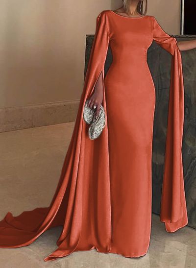 Simple Elegant Sheath/Column Cape Evening Dresses