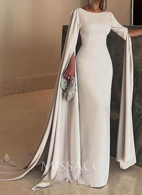 Simple Elegant Sheath/Column Cape Evening Dresses Simple Elegant Sheath/Column Cape Evening Dresses
