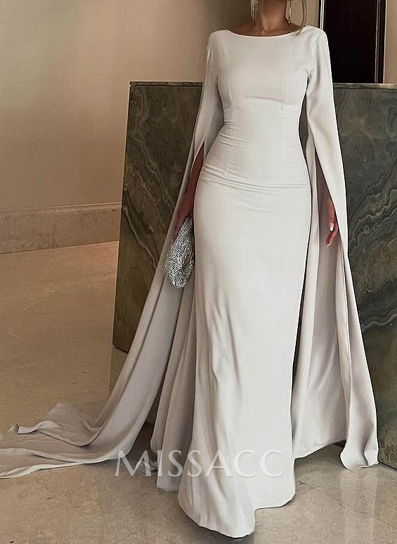 Simple Elegant Sheath/Column Cape Evening Dresses Simple Elegant Sheath/Column Cape Evening Dresses