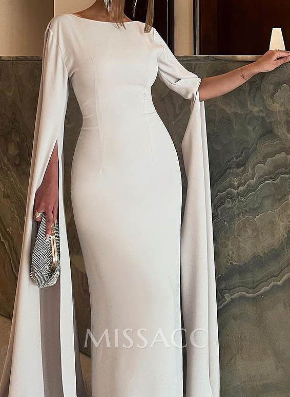 Simple Elegant Sheath/Column Cape Evening Dresses Simple Elegant Sheath/Column Cape Evening Dresses