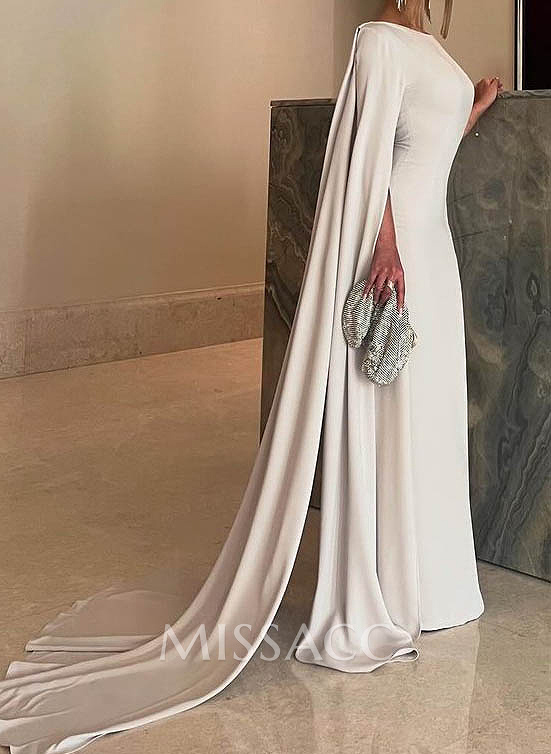 Simple Elegant Sheath/Column Cape Evening Dresses Simple Elegant Sheath/Column Cape Evening Dresses
