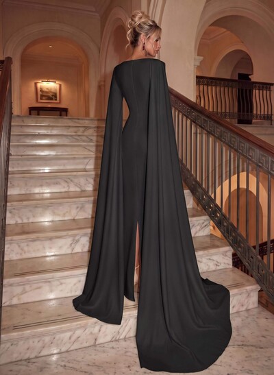Simple Elegant Sheath/Column Cape Evening Dresses