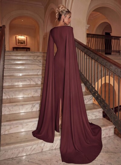 Simple Elegant Sheath/Column Cape Evening Dresses