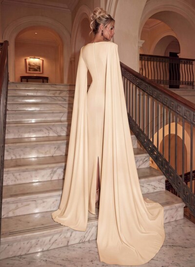 Simple Elegant Sheath/Column Cape Evening Dresses