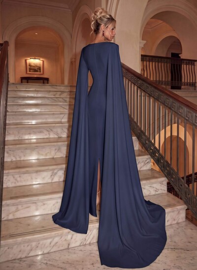 Simple Elegant Sheath/Column Cape Evening Dresses