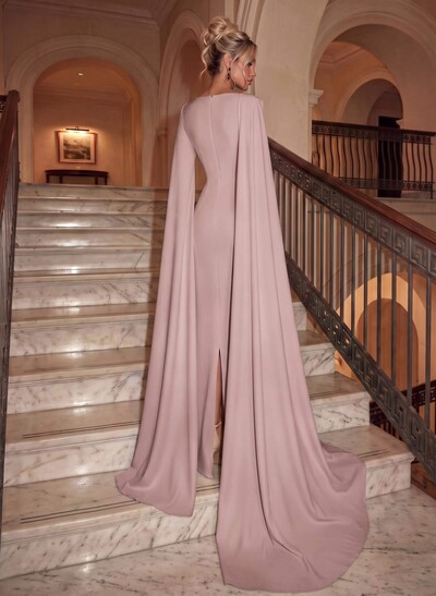 Simple Elegant Sheath/Column Cape Evening Dresses