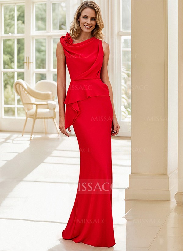 Elegant Flower Simple Elastic Satin Evening Dresses