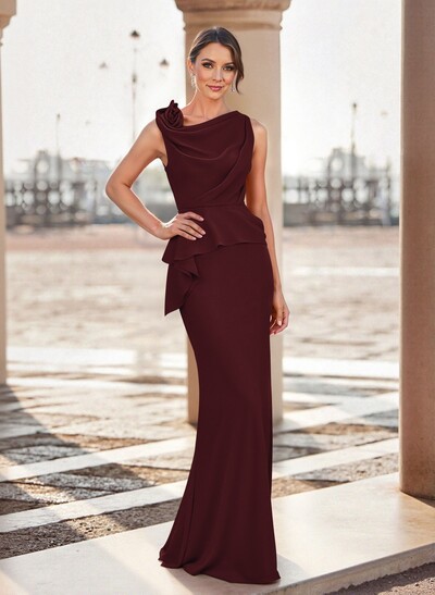Elegant Flower Simple Elastic Satin Evening Dresses